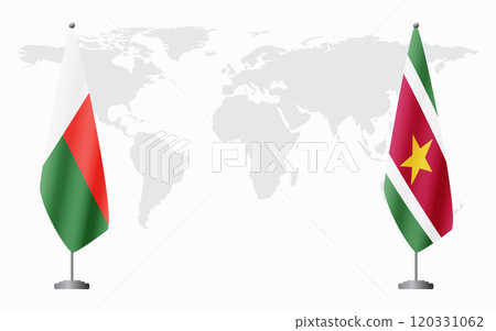 Madagascar and Suriname flags for official meeting Madagascar and Suriname flags for official meeting 120331062