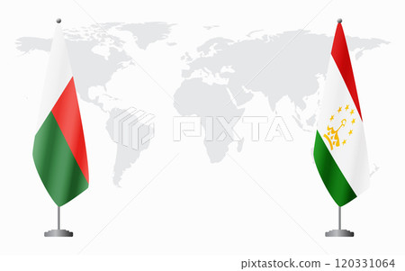 Madagascar and Tajikistan flags for official meeting Madagascar and Tajikistan flags for official meeting 120331064