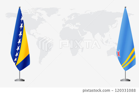Bosnia and Herzegovina and Aruba flags for official meeting 120331088