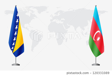 Bosnia and Herzegovina and Azerbaijan flags for official meeting 120331089
