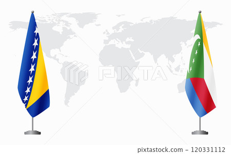 Bosnia and Herzegovina and Comoros flags for official meeting Bosnia and Herzegovina and Comoros flags for official meeting 120331112