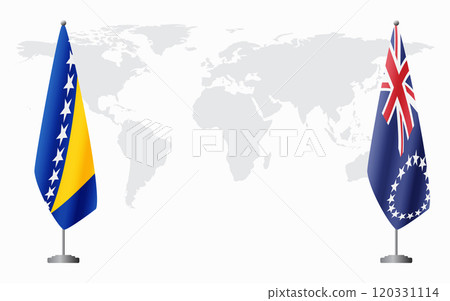 Bosnia and Herzegovina and Cook Islands flags for official meeting 120331114