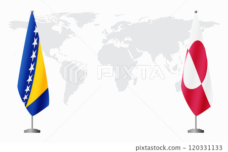 Bosnia and Herzegovina and Greenland flags for official meeting 120331133