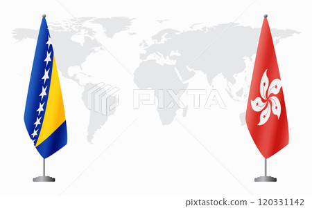 Bosnia and Herzegovina and Hong Kong flags for official meeting 120331142