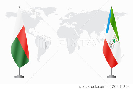 Madagascar and Equatorial Guinea flags for official meeting 120331204