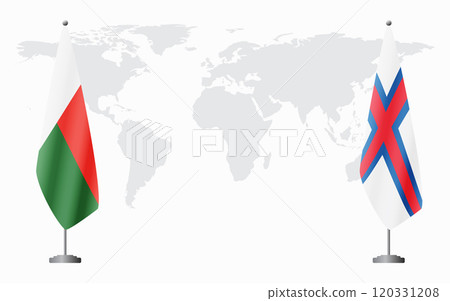 Madagascar and Faroe Islands flags for official meeting 120331208