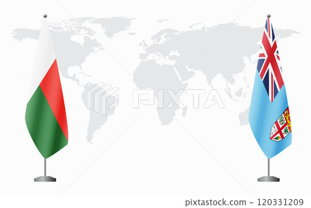 Madagascar and Fiji flags for official meeting 120331209