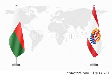 Madagascar and French Polynesia flags for official meeting Madagascar and French Polynesia flags for official meeting 120331211