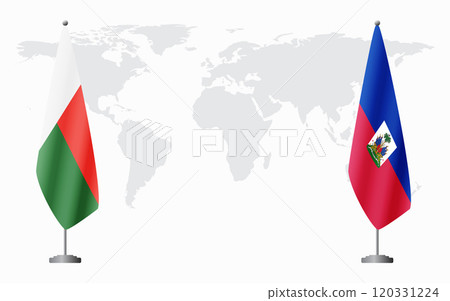 Madagascar and Haiti flags for official meeting Madagascar and Haiti flags for official meeting 120331224