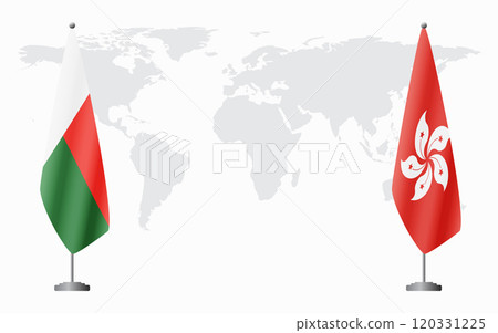 Madagascar and Hong Kong flags for official meeting Madagascar and Hong Kong flags for official meeting 120331225