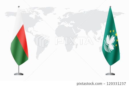 Madagascar and Macau flags for official meeting Madagascar and Macau flags for official meeting 120331237