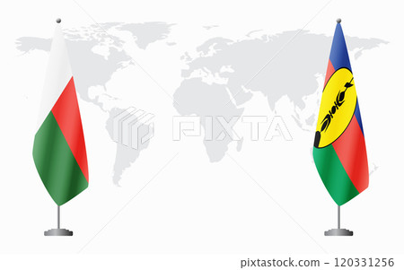 Madagascar and New Caledonia flags for official meeting Madagascar and New Caledonia flags for official meeting 120331256