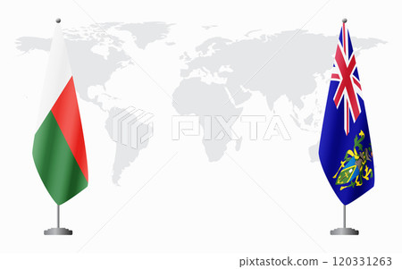 Madagascar and Pitcairn Islands flags for official meeting 120331263
