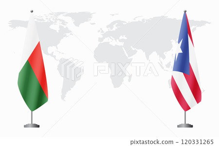 Madagascar and Puerto Rico flags for official meeting 120331265