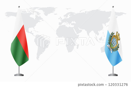 Madagascar and San Marino flags for official meeting 120331276