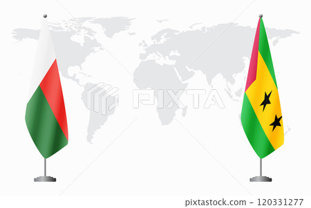 Madagascar and Sao Tome and Principe flags for official meeti 120331277