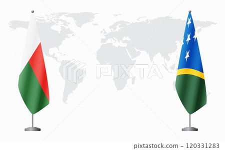 Madagascar and Solomon Islands flags for official meeting 120331283