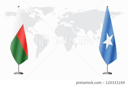 Madagascar and Somalia flags for official meeting 120331284