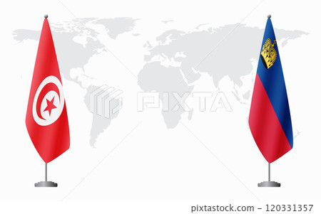 Tunisia and Liechtenstein flags for official meeting Tunisia and Liechtenstein flags for official meeting 120331357