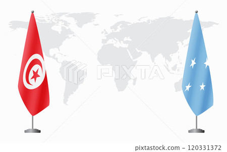 Tunisia and Micronesia flags for official meeting 120331372