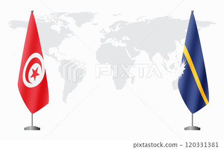 Tunisia and Nauru flags for official meeting 120331381