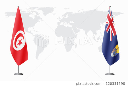 Tunisia and Saint Helena flags for official meeting 120331398
