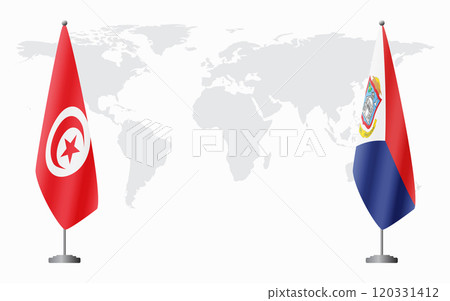 Tunisia and Sint Maarten flags for official meeting 120331412