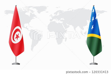 Tunisia and Solomon Islands flags for official meeting 120331413