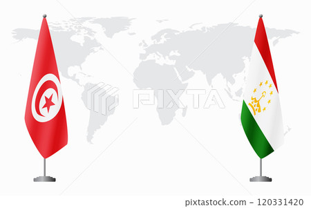 Tunisia and Tajikistan flags for official meeting 120331420