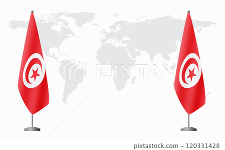 Tunisia and Tunisia flags for official meeting 120331428