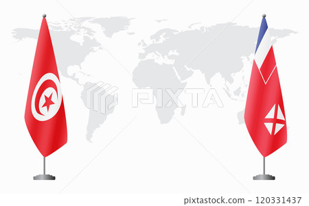 Tunisia and Wallis and Futuna flags for official meeting Tunisia and Wallis and Futuna flags for official meeting 120331437