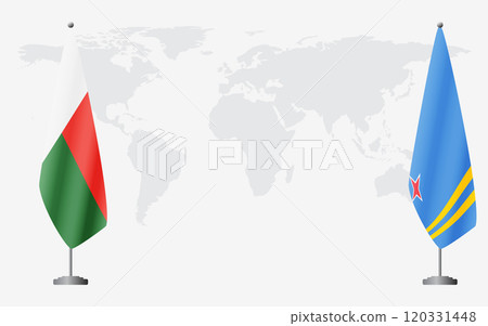 Madagascar and Aruba flags for official meeting Madagascar and Aruba flags for official meeting 120331448