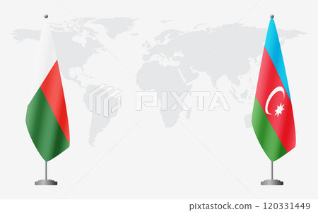 Madagascar and Azerbaijan flags for official meeting 120331449