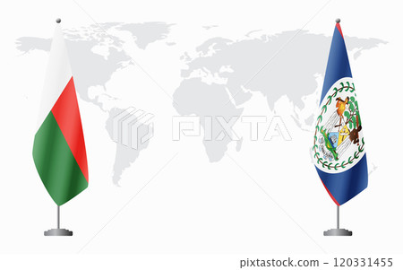Madagascar and Belize flags for official meeting 120331455