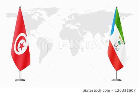Tunisia and Equatorial Guinea flags for official meeting 120331607