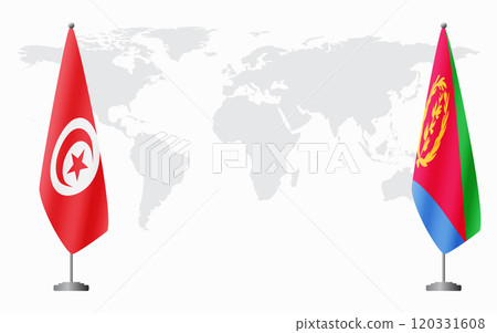 Tunisia and Eritrea flags for official meeting 120331608