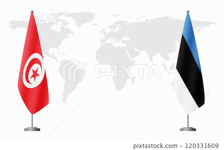 Tunisia and Estonia flags for official meeting Tunisia and Estonia flags for official meeting 120331609