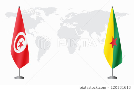 Tunisia and French Guiana flags for official meeting 120331613