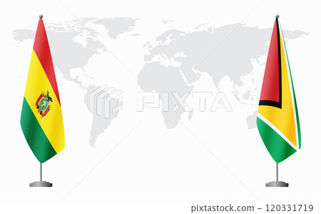 Bolivia and Guyana flags for official meeting 120331719