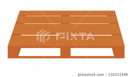 Wooden pallet. Wood trays for cargo loading and transportation. Vector stock illustration Freight delivery, warehousing service equipment. isolated on white background. Wooden pallet. Wood trays for cargo loading and transportation. Vector stock illustration Freight delivery, warehousing service equipment. isolated on white background. 120331896