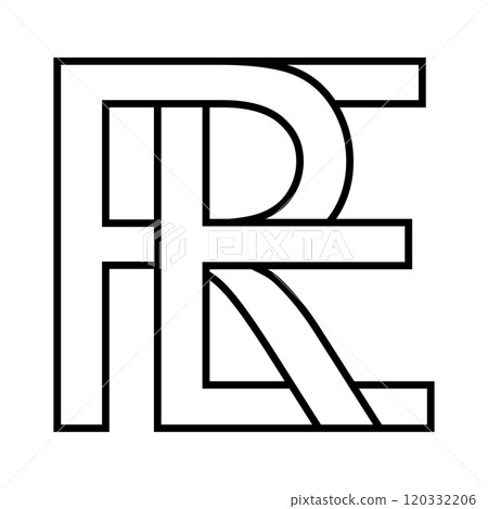 Logo sign re er icon, double letters logotype r e 120332206