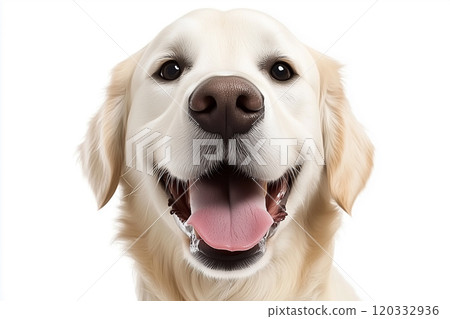 Happy Golden Retriever with Joyful Expression and Soft Fur, Captured in a Bright and Cheerful Setting, Perfect for Pet Lovers and Animal Enthusiasts Happy Golden Retriever with Joyful Expression and Soft Fur, Captured in a Bright and Cheerful Setting, Perfect for Pet Lovers and Animal Enthusiasts 120332936