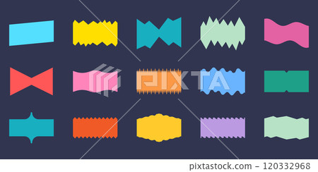 Abstract Colorful Simple Shapes Set. Geometric Design Elements for Website Decoration. Curved Forms, Divider Collection. Isolated Vector Illustration 120332968