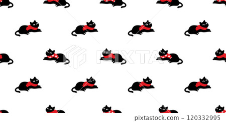 cat seamless pattern christmas black kitten santa claus hat calico neko vector cartoon pet doodle gift wrapping paper tile background repeat wallpaper scarf isolated illustration design 120332995