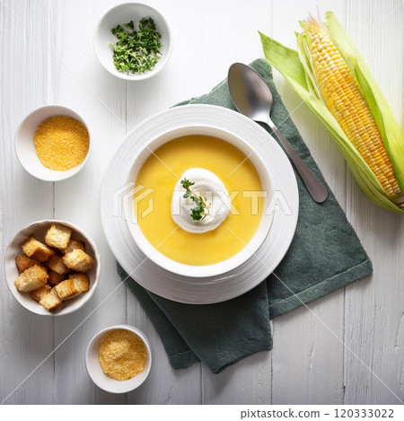 Creamy corn soup 120333022