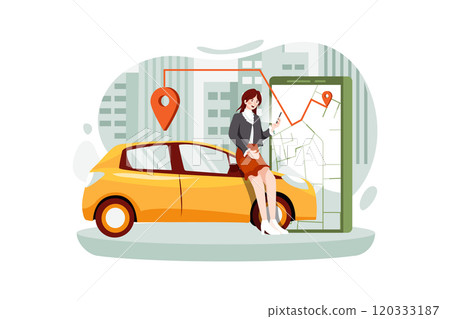 Woman waiting for the cab Woman waiting for the cab 120333187
