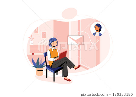 Male employee sending marketing mail Male employee sending marketing mail 120333190