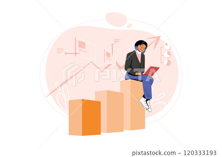 Marketing employee analyzing marketing data Illustration 120333193