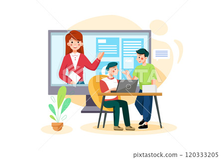 Online course with people helping each other 120333205
