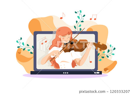 Online course with a girl playing on violin 120333207